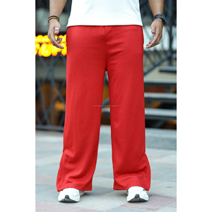 Dernière arrivée pantalons de survêtement évasés à jambes larges et surdimensionnés pour hommes, 100% coton, taille moyenne, fermeture éclair, logo personnalisé, vente en gros - Product Image 4