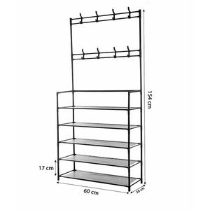 Myrva 3-In-1 Multipurpose <b>Rack</b> With <b>Coat</b> Hooks, Five-Layer Metal <b>Shoe</b> <b>Storage</b> Stand, Minimalist Design For Closet Organization, - Product Image 5