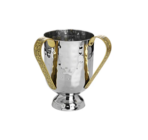 Tasse de lavage en acier inoxydable martelé miroir poli avec poignée en laiton vente chaude tasse de lavage meilleur prix - Product Image 6