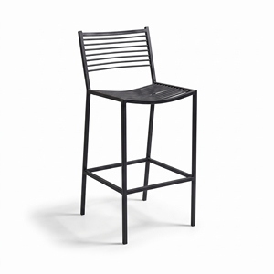 Tabouret de bar moderne en métal avec assise rectangulaire et pieds coniques, design minimaliste pour l'extérieur, mobilier commercial durable - Product Image 1