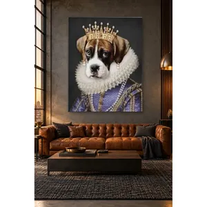 Impression sur toile Fida Queen Boxer avec couronne de perles et robe violette - Product Image 3