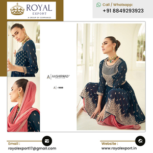 Vêtements ethniques indiens d'excellente qualité au design élégant Ensemble Palazzo en véritable Georgette Salwar pour acheteurs en gros - Product Image 4