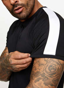 Camiseta de Jersey Hip Hop para Hombre, Talla Grande, 100% Algodón, Diseño en Blanco, Cuello Redondo, Holgada, Larga, 220 g/m², Panel de Contraste Sólido - Product Image 2