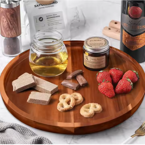 Plato de madera hecho a mano, plato de comedor de madera natural, plato de madera rústica para servir por glowin fashion - Product Image 1