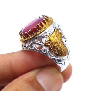 925 Sterling Silver <b>Statement</b> <b>Ring</b> Faceted Cut Ruby Sapphire Gemstones Oval Cut Bezel Setting Oval Shape - Product Image 4