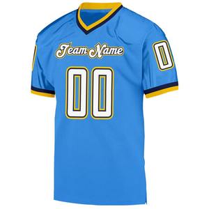 Uniforme de Fútbol Americano Personalizado para Hombre con Nombre y Número, Cuello en V, Transpirable, de Malla, Manga Corta, Ribete Amarillo, Equipo, 100% Poliéster, Protección UV - Product Image 2
