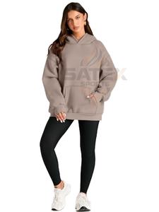 Custom Women's <b>Lined</b> Long Sleeve <b>Hoodies</b> Durable Casual Winter Eco-Friendly Polyester/Cotton <b>Fleece</b> Fabric Customized Low MOQ - Product Image 5