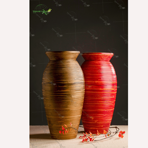 Jarrón Decorativo Artesanal Moderno y Ecológico de Bambú Enrollado, Material Natural Duradero, Thanhs Nam Arts, para Mesa, 24x46cm, Personalizado - Product Image 2