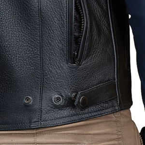 Legacy Racing veste de moto pour hommes en cuir de vachette véritable coupe-vent certifié CE protecteur personnalisé bleu noir amovible - Product Image 4