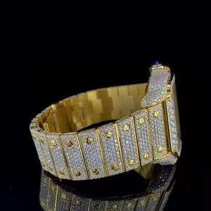 นาฬิกาหรูหราประดับเพชรโมอิสซาไนต์ VVS รุ่นล่าสุด ดีไซน์หรูหรา ระบบจักรกล ตัวเรือนทอง สำหรับผู้ชายและผู้หญิง - Product Image 2