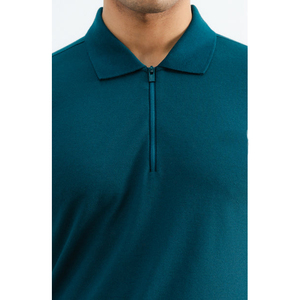 Polo de Manga Corta para Hombre, Color Sólido, Estilo Casual, Corte Regular, Tejido de Algodón, Transpirable, Verde - Product Image 4