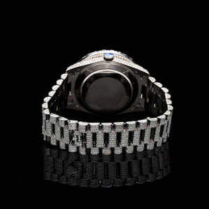 Reloj de diamante VVS Moissanite blanco de alta calidad, relojes de cuarzo mecánicos de acero inoxidable Hip Hop de lujo, relojes de cristal ETA - Product Image 4