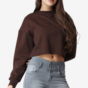 Ropa informal para mujer sudaderas Crop Top mangas completas a juego cordón transpirable Crop Top sudadera para mujer - Product Image 3