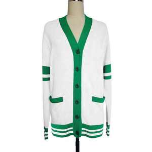 Cárdigan Universitario Personalizado para Hermandades y Fraternidades, Suéter de Lana/Acrílico para Escuela y Universidad en Rosa y Verde - Product Image 1