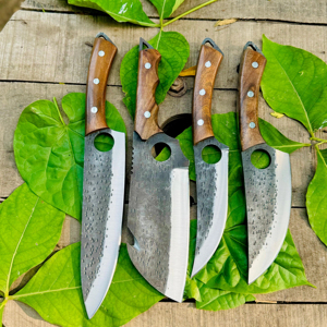 THEWIZCRAFTS Juego de cuchillos de chef de 4 piezas Mango de madera Cuchillos de cocina profesionales Hoja de acero de Damasco Cuchillo de acero inoxidable Accesorio - Product Image 1