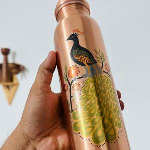 ขวดน้ำทองแดงกันรั่ว1000มล. สำหรับออกกำลังกายโยคะอายุรเวทท่องเที่ยวยิมโรงเรียนสำนักงาน-ภูมิคุ้มกันดีท็อกซ์เพื่อสุขภาพการใช้ชีวิตที่ดีต่อสุขภาพ - Product Image 3