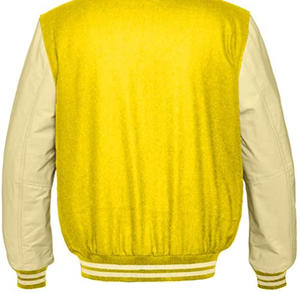 Personnalisé Adultes Cuir Artificiel Manches Jaune Véritable Laine Corps Letterman CollegeBaseballjacket pour hommes - Product Image 5