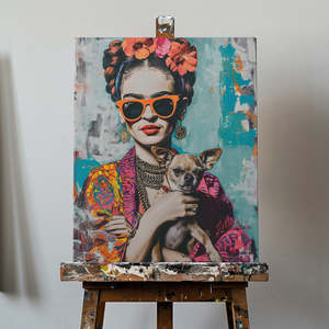 Frida Chihuahua Portrait Stylish Canvas Support Base - Product Image 4