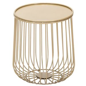 Table d'appoint sculpturale dorée en fil de fer avec support d'accent moderne artistique pour une décoration intérieure haut de gamme - Product Image 1