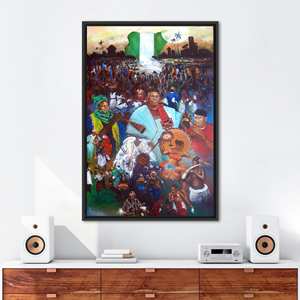 Cuadro en lienzo de mujer nigeriana, póster africano, diseño étnico impreso, con marco negro - Product Image 1