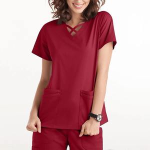 Blouse d'infirmière à manches courtes pour femmes, en tissu tissé, avec détection d'aiguilles et fusion sans couture, pour usage hospitalier - Product Image 6