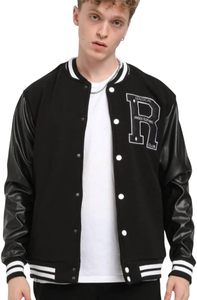 Veste universitaire de style baseball pour hommes personnalisée en gros noir Letterman et manches en cuir pour la saison d'hiver - Product Image 3