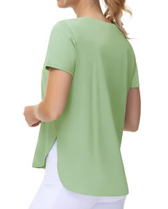 T-shirts pour femmes, imprimés unis, appliqués, streetwear, vêtements de sport, vêtements décontractés, respirants, légers, coupe ajustée, manches courtes, 100% - Product Image 3