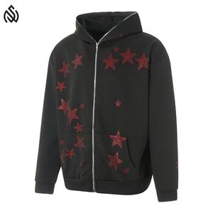 Sweat à capuche zippé en strass de qualité supérieure pour homme, saison automne, design personnalisé brodé et imprimé, style hip-hop - Product Image 2
