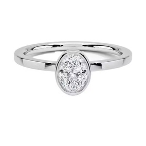 Bague Auréole Ovale en Argent Sterling 925 pour Femme, Solitaire en Or, Moissanite, Diamant - Product Image 3