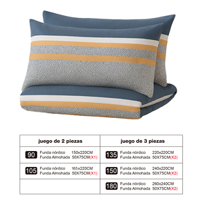 Ensemble de housse de couette rayée moderne Manemi, 100% polyester tissé, 3 pièces, pour usage domestique - Product Image 6