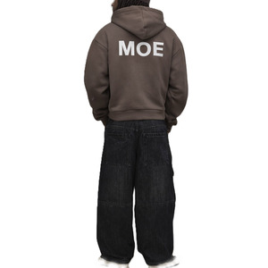Sweat à capuche zippé oversize pour homme, 420 GSM, molleton de coton, coupe décontractée, logo personnalisé sur la poitrine, streetwear pour marque privée OEM - Product Image 2
