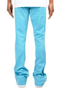 Men's Blue Track Pants With White Side Stripes <b>Elastic</b> Waist Casual Joggers Midweight Polyester Breathable Spring Wear - Product Image 4