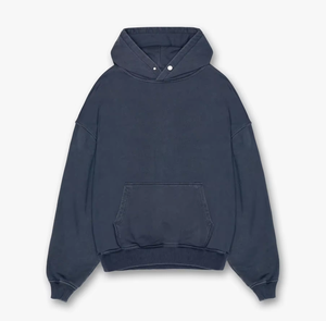 Sudaderas con capucha lisas sin cordón Unisex Drop Shoulder 450gsm Sudaderas con capucha de peso pesado Logotipo personalizado Sudaderas con botones a presión de gran tamaño - Product Image 3