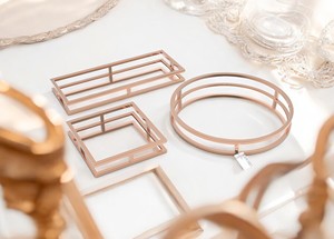 Luxury Gold Metal Decorative Serving Tray Set Modern Geometric Shapes Sleek Finish Stylish Organizer for <b>Coffee</b> <b>Table</b> Decor - Product Image 5