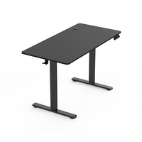 Bureau de jeu électrique réglable en hauteur, bureau d'ordinateur LED, poste de travail ergonomique avec porte-gobelet et crochet pour casque
