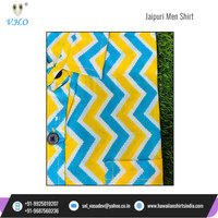 2023 Terlaris Elegan Cantik Buatan Tangan Jaipuri Cetak Gajah dengan Teknik Hand Block 100% Katun Batik Anti Kusut Bernapas untuk Pria