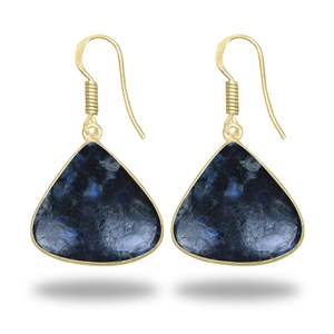 Pendientes de Larvikita Natural de Alta Calidad, Joyería Chapada en Oro para Bodas, Pendientes Colgantes de Piedras Preciosas para Mujer - Product Image 2