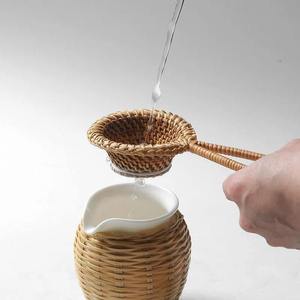 Passoire à thé multifonctionnelle en rotin avec poignée, filtre à mailles fines pour liquides et poudre - Product Image 3