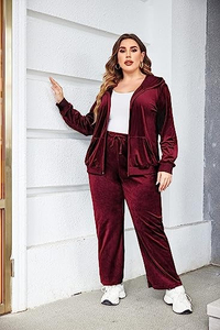 Otoño otoño talla grande venta al por mayor personalizado 2 uds Sudadera con capucha nueva Sudadera con capucha de terciopelo suave conjunto de chándal para mujer Sudadera con capucha Track Su - Product Image 3