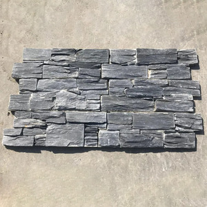 Panneaux modernes de grand livre d'<span class=keywords><strong>ardoise</strong></span> noire Revêtement mural en pierre empilée naturelle Surface fendue Pierre de culture <span class=keywords><strong>ardoise</strong></span> Extérieur/intérieur - Product Image 1