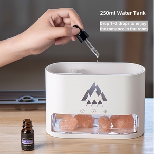 Humidificador de llama eléctrico ultrasónico del Himalaya de 250ml, certificado CE RoHS, artesanías naturales, difusor de Aroma de piedra de sal de cristal - Product Image 3