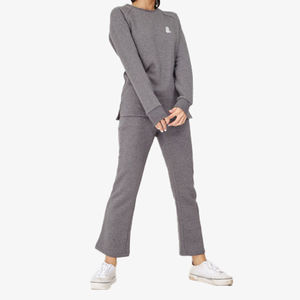 Venta al por mayor de las mujeres raglán bordado Terry cuello redondo sudadera 300g tela peso impresión Digital invierno Casual mangas completas - Product Image 1