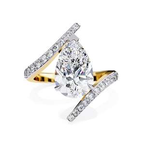 แหวนเพชรทรงลูกแพร์รับรองโดย IGI เพชรเพาะเลี้ยงในห้องปฏิบัติการ แหวนทอง 14K ทองคำขาว ทองคำชมพู ทองคำเหลือง ระดับความสะอาด VVS VS เครื่องประดับหมั้น แหวนเพชร - Product Image 2