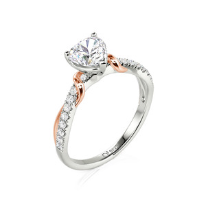 แหวนเพชรรูปหัวใจสองสี Jeulia Amore 18K โรสโกลด์และชุบโรเดียม - Product Image 2