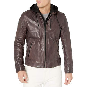Chaquetas de cuero para hombre, venta directa de fábrica, chaqueta de cuero genuino para hombre, a la moda. - Product Image 3