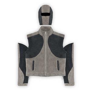 Fully Customized Two Tone Colors Detachable Sleeve and Hood Zip up <b>Sherpa</b> <b>Fleece</b> Jacket for <b>Men</b> - Product Image 6