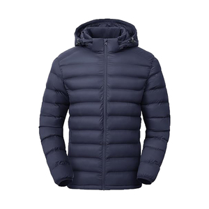 Veste matelassée pour homme à fermeture éclair classique, vente chaude, design court bleu avec col à capuche, taille plus, OEM ODM personnalisé pour l'hiver chaud - Product Image 4