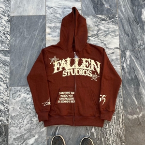 Custom Printed Logo for Puff Print <b>Hoodie</b> 100% Heavyweight Cotton Anti-Wrinkle Full <b>Zip</b>-up Embroidered Technics - Product Image 4