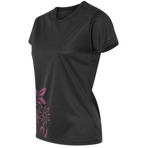 Camiseta de Mujer de Alta Calidad, 300 g/m², 100 % Algodón, Color Negro Sólido, con Logotipo Bordado Personalizado, Fabricante y Proveedor Mayorista - Product Image 3