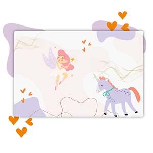 Tapis de bureau style dessin animé avec fée magique et licorne - Product Image 2